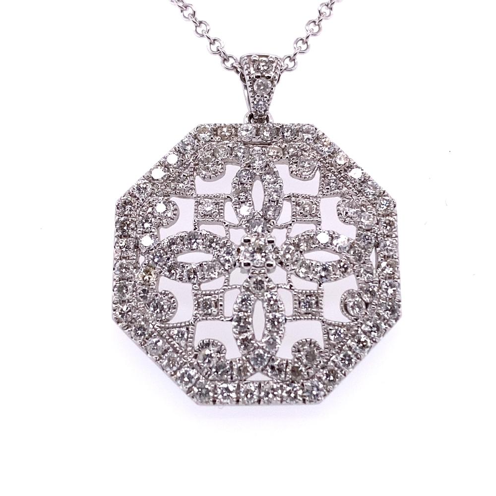 a white gold and diamond pendant