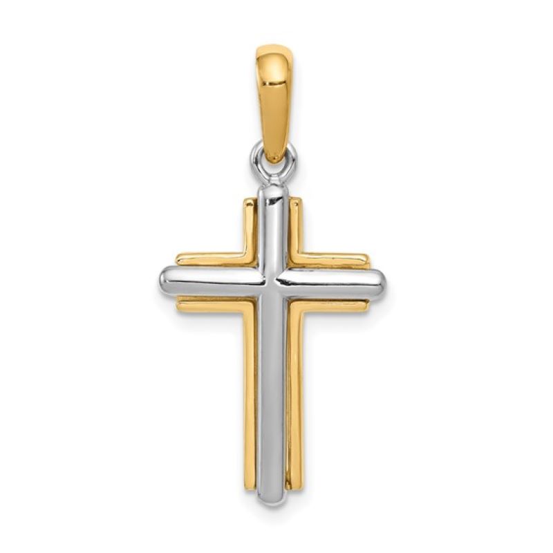 two tone gold and silver cross pendant