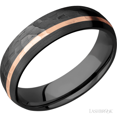 a black and rose gold wedding ring