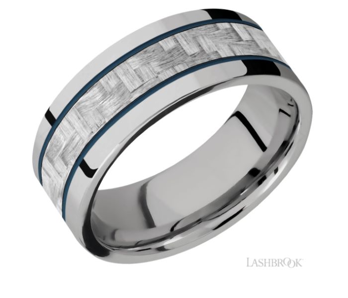 a wedding band with an unique design in white gold