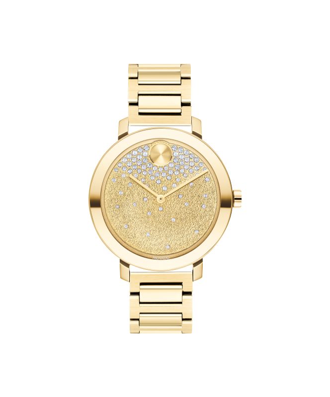 a gold watch with diamonds on the dial
