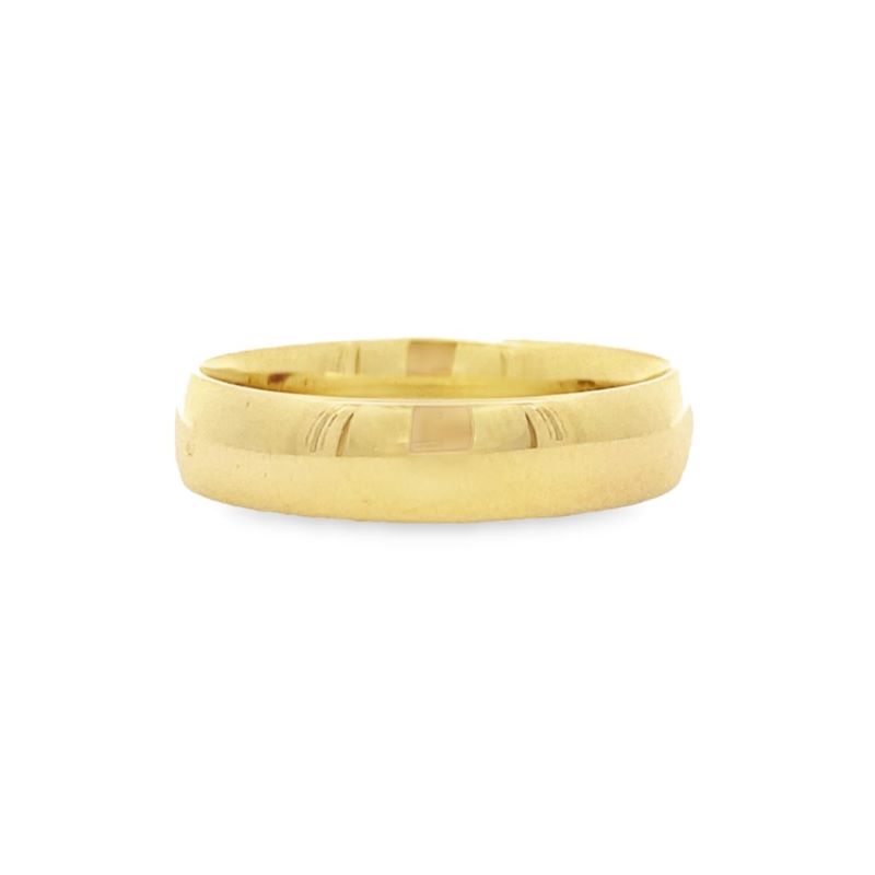 a yellow gold wedding ring with a thin band