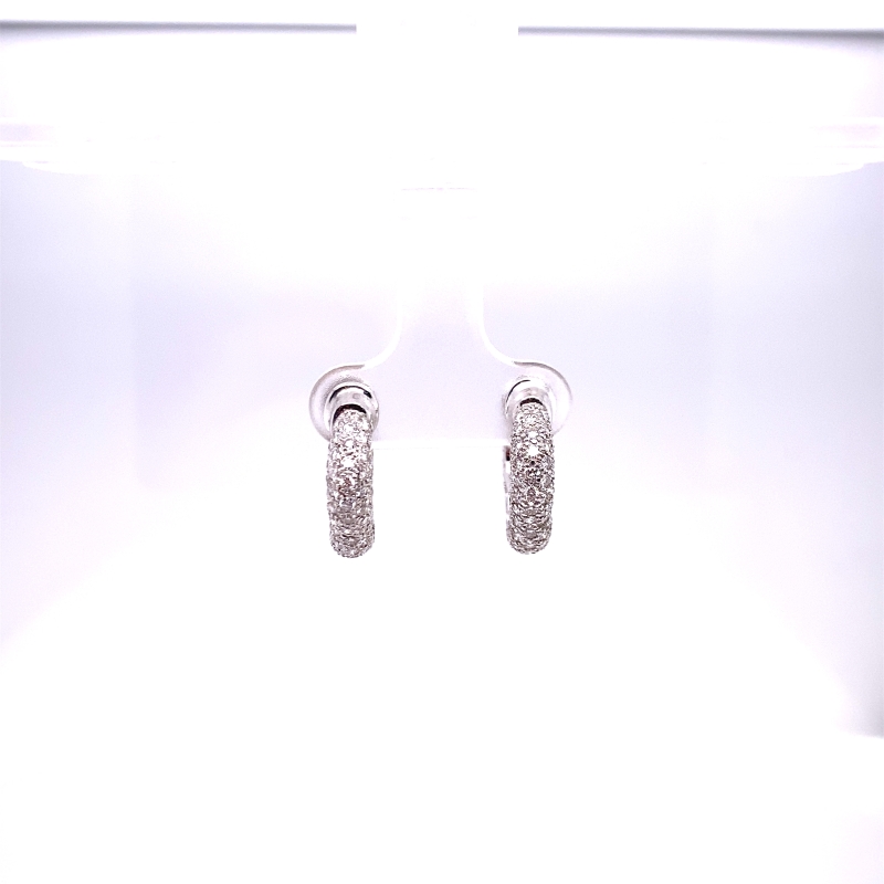 a pair of diamond earrings are displayed on a white background