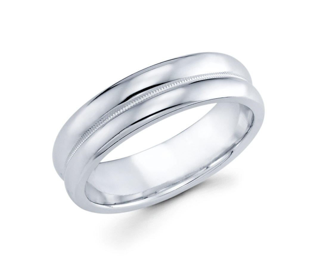 a white gold wedding ring with two bands