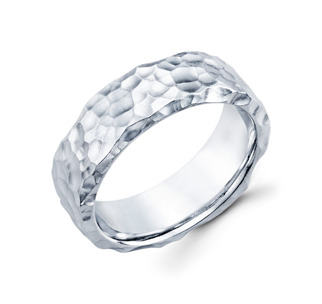 a wedding ring with a textured finish