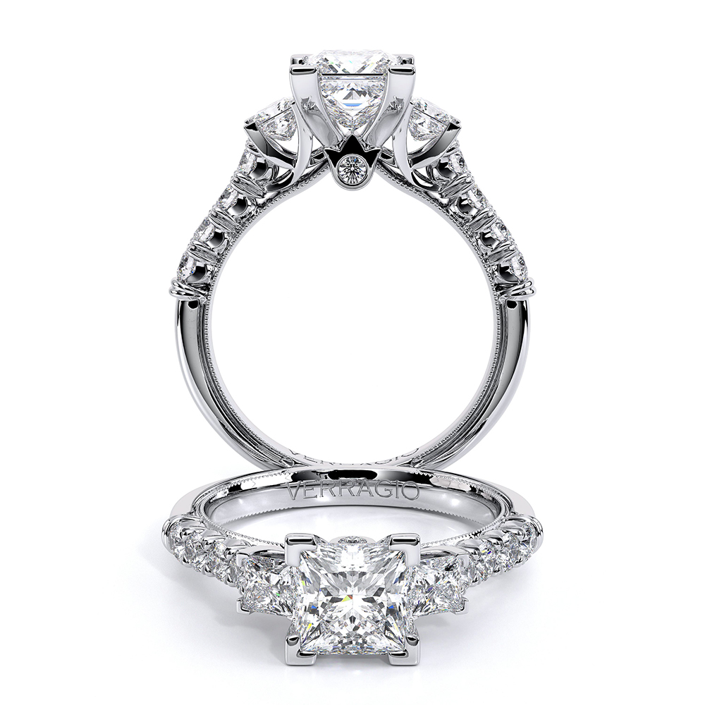 an engagement ring with a princess cut diamond