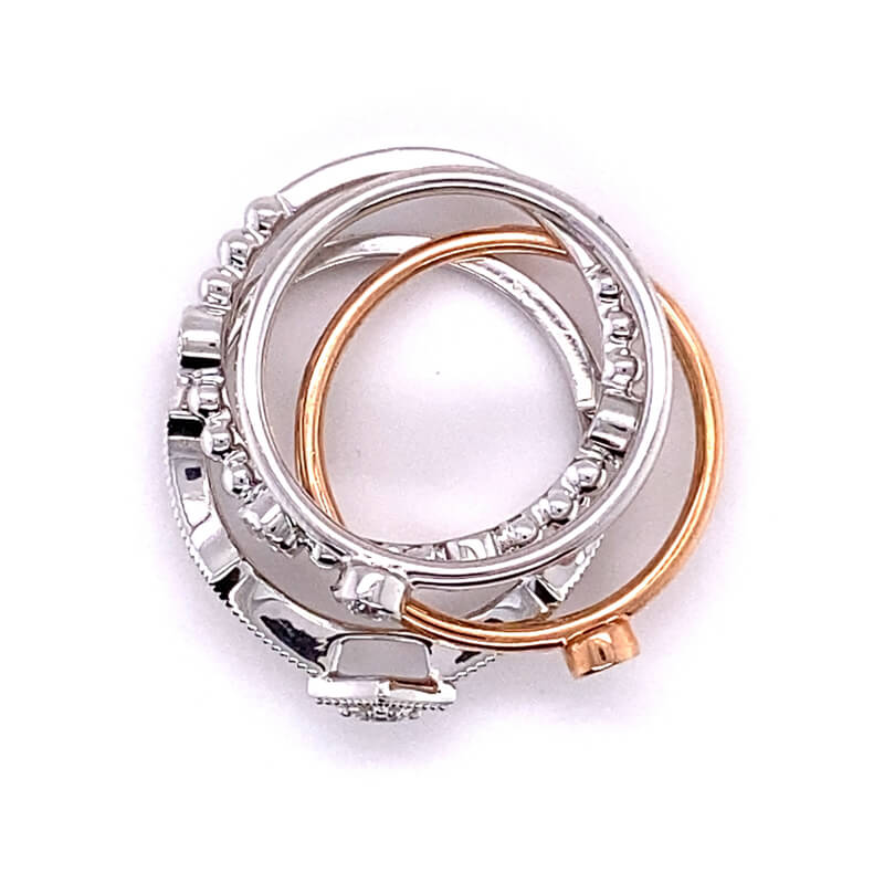 two tone gold and silver rings with diamonds