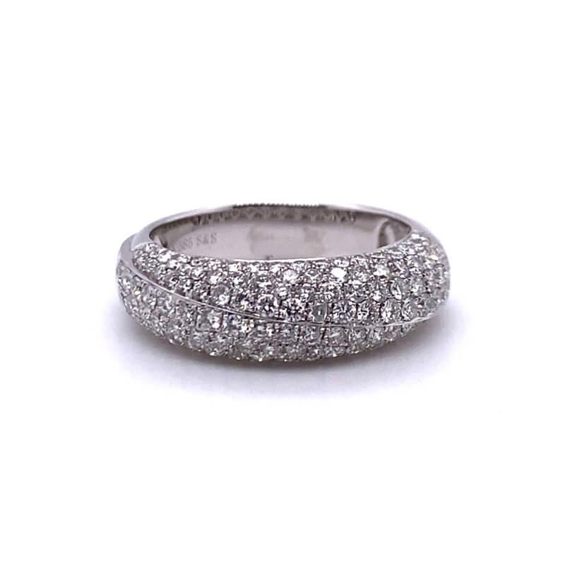 a white gold ring with pave diamonds