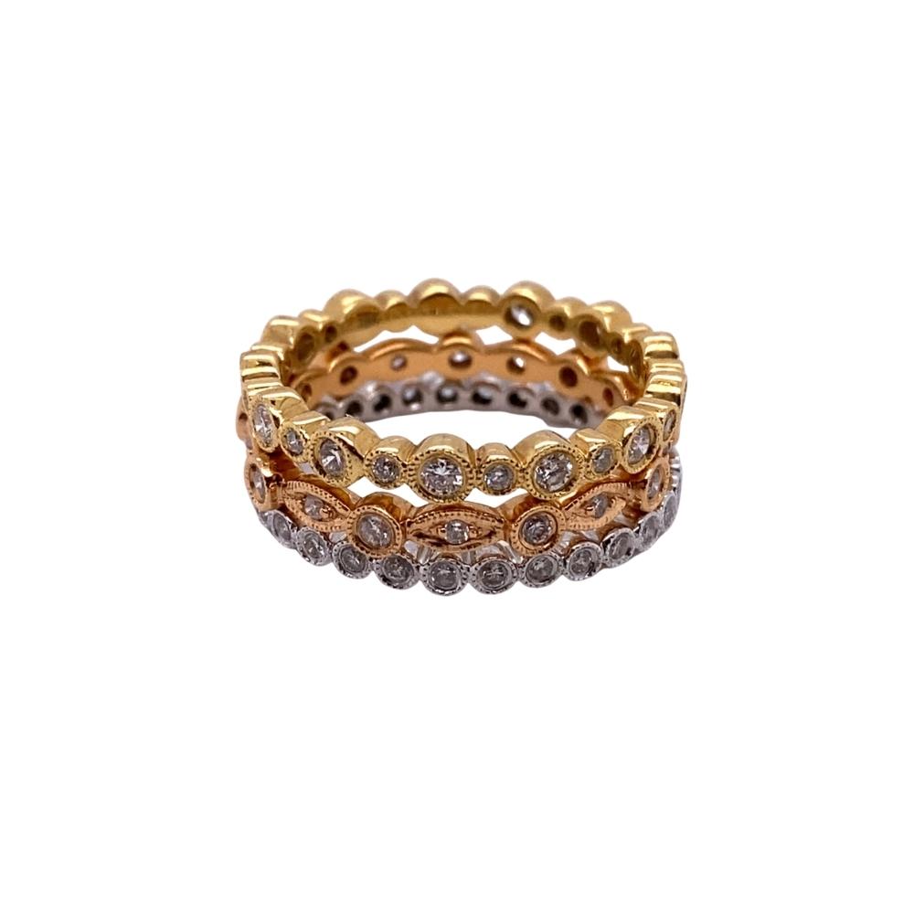 three tone gold and silver ring set