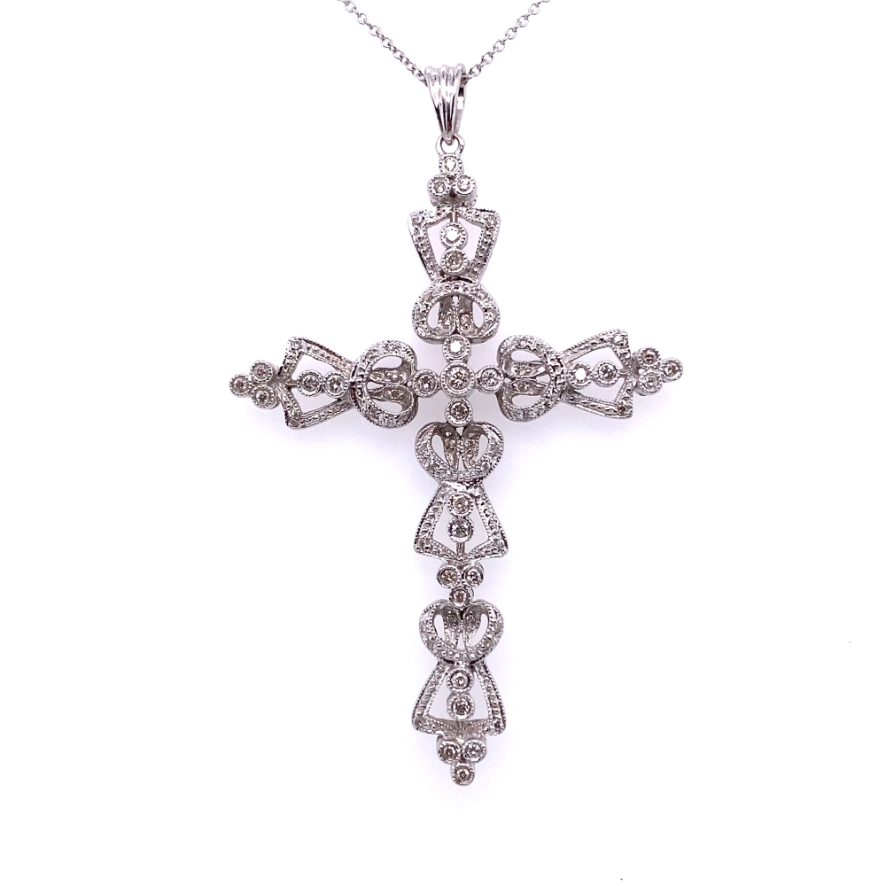 a cross pendant is shown on a white background