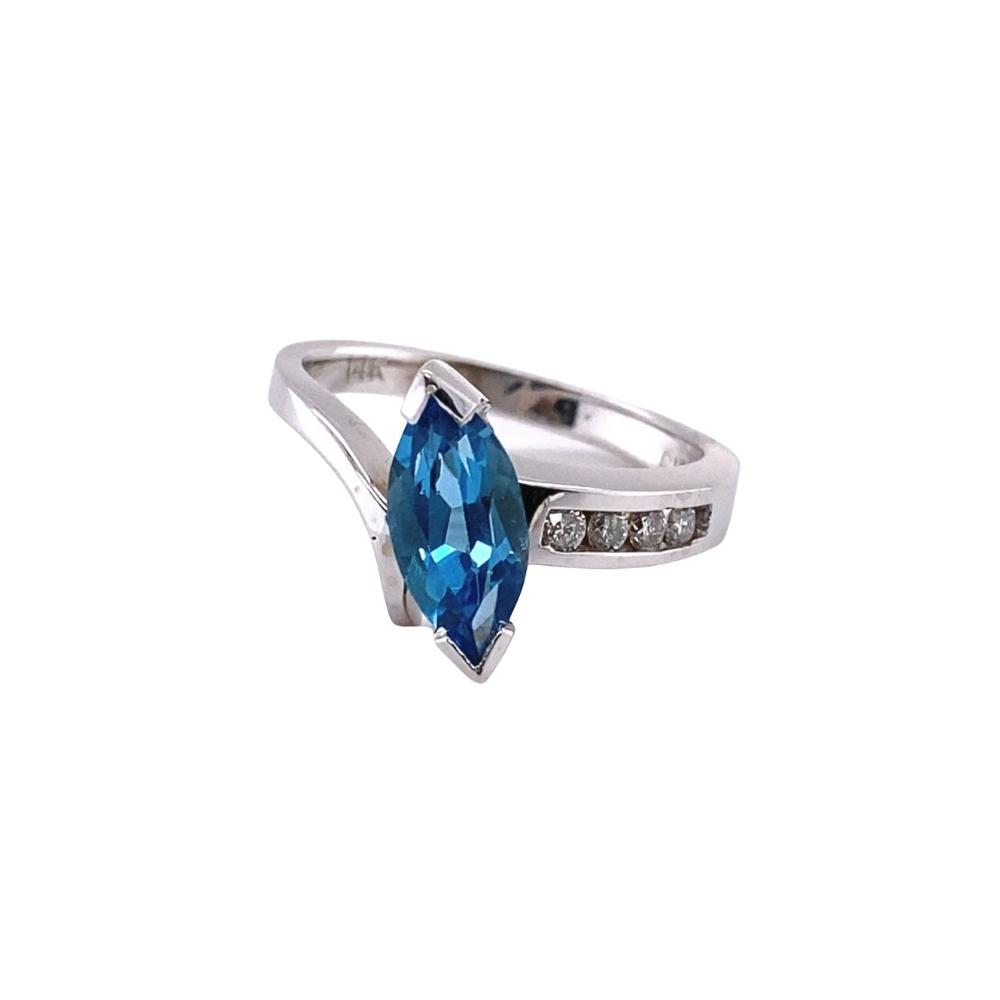 a blue ring with diamonds on it