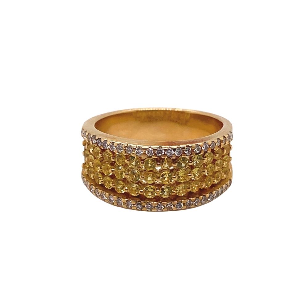 a yellow and white diamond ring
