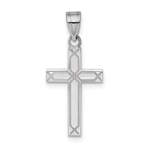 a cross pendant in white gold
