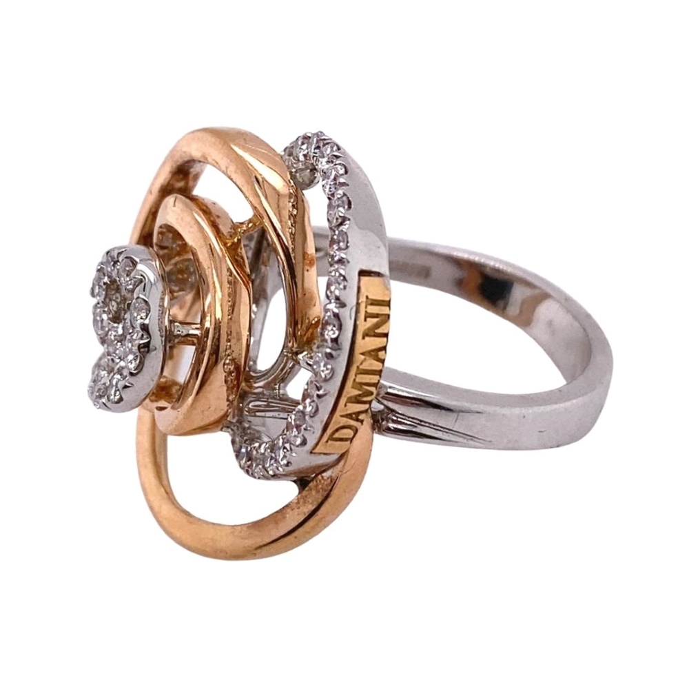 a ring with two tone gold and white diamonds