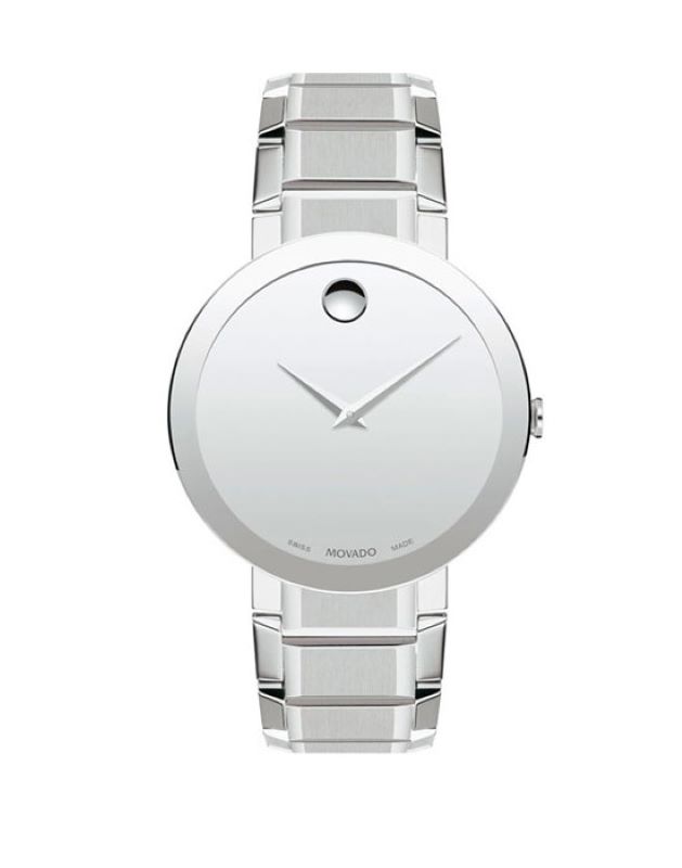 a watch with a white dial on the face