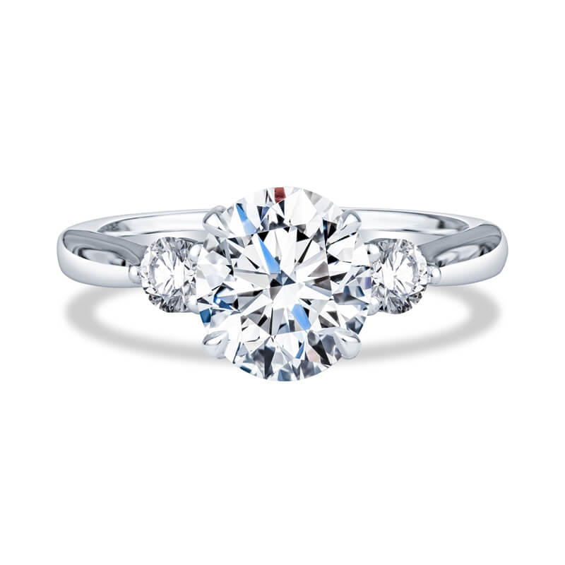 a three stone engagement ring in white gold