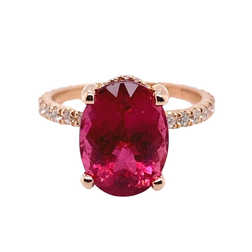 a pink tourmaline and diamond ring