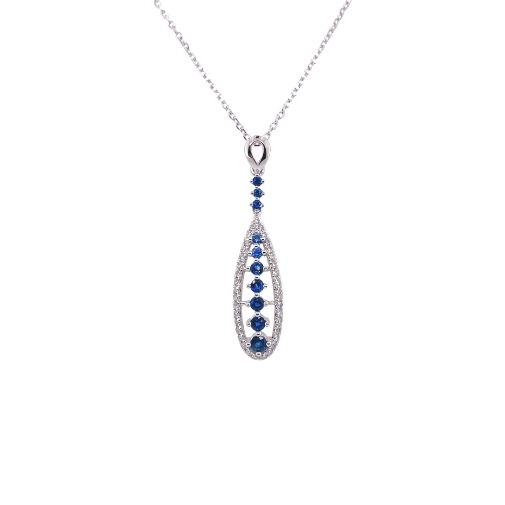 a necklace with blue stones and silver chain
