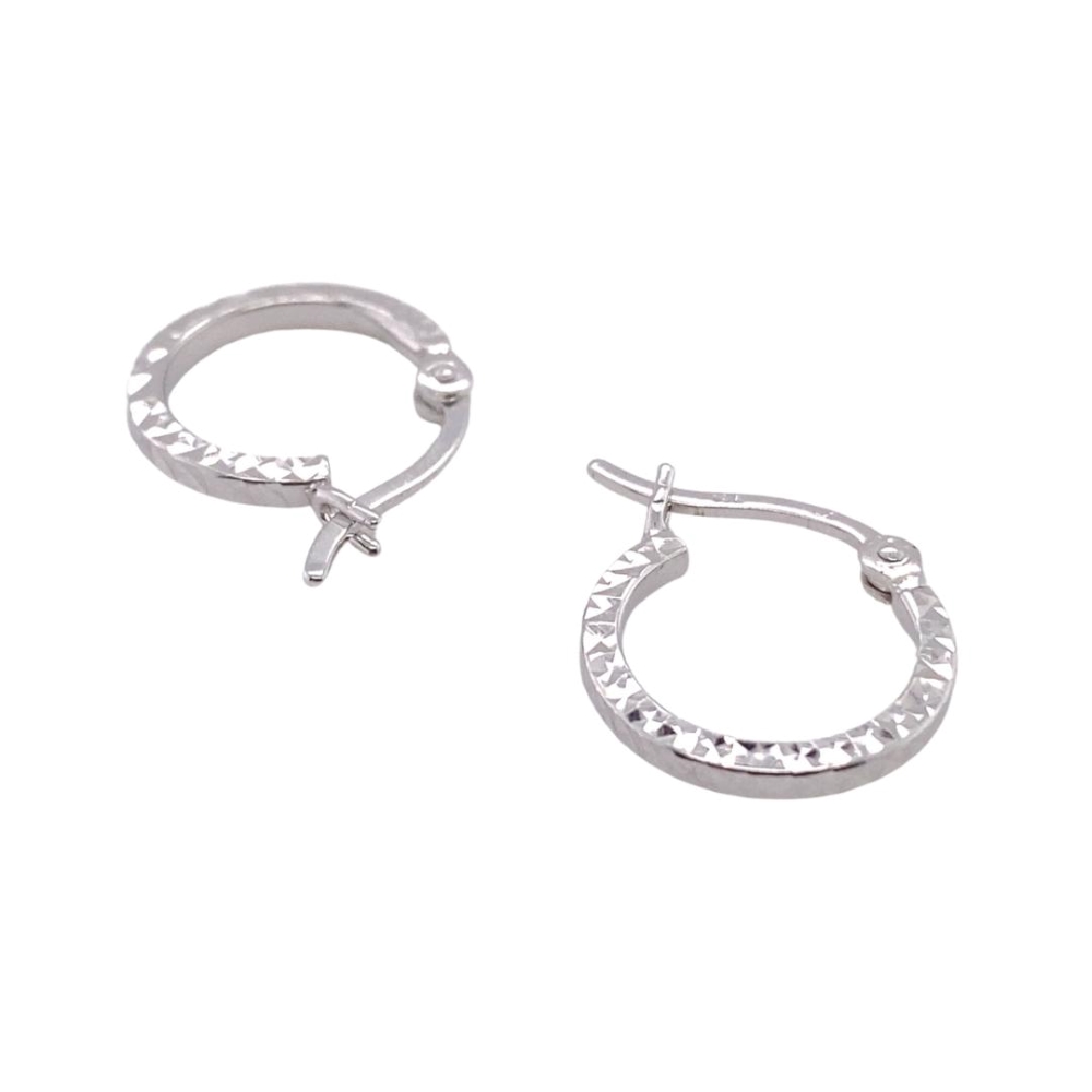 two small silver hoop earrings with cross on each end