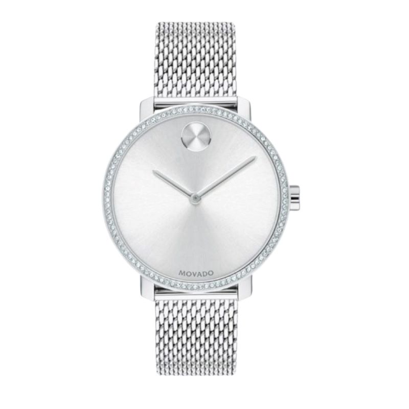 a women's movage watch on a white background