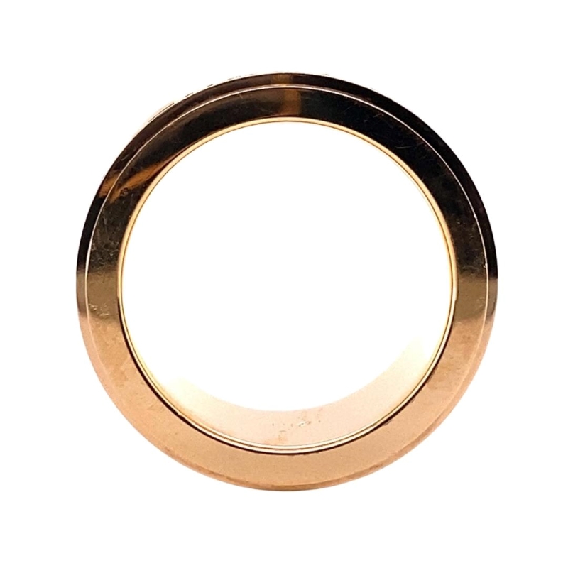 a gold ring with a white background