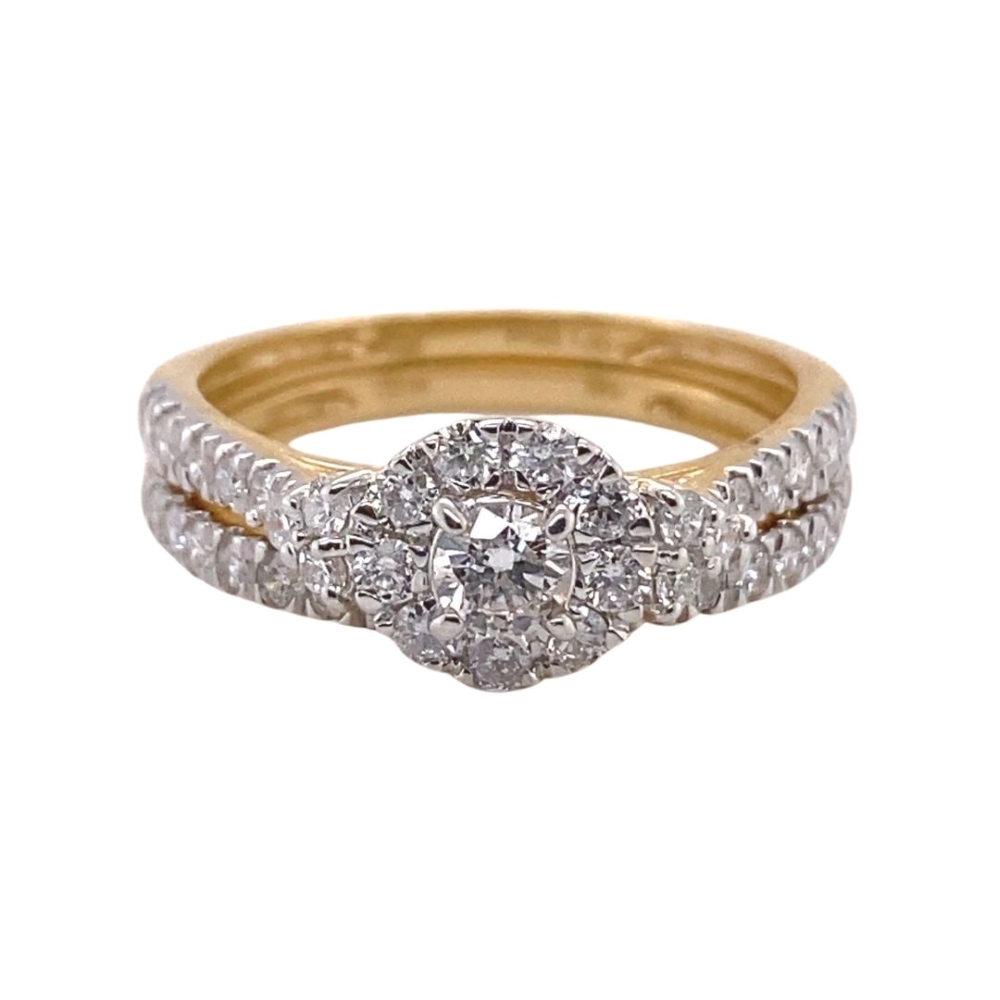 a yellow and white gold diamond ring