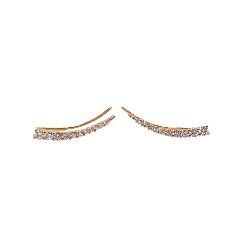 a pair of gold tone earrings with crystal stones