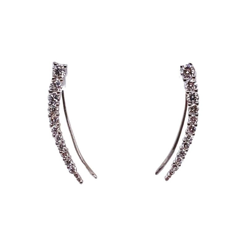 pair of silver toned earrings with crystal stones