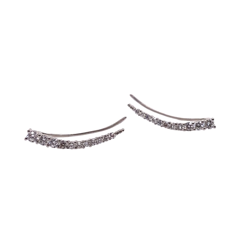 pair of silver tone earrings with crystal stones