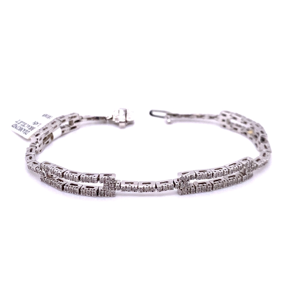 a bracelet with silver beads on a white background