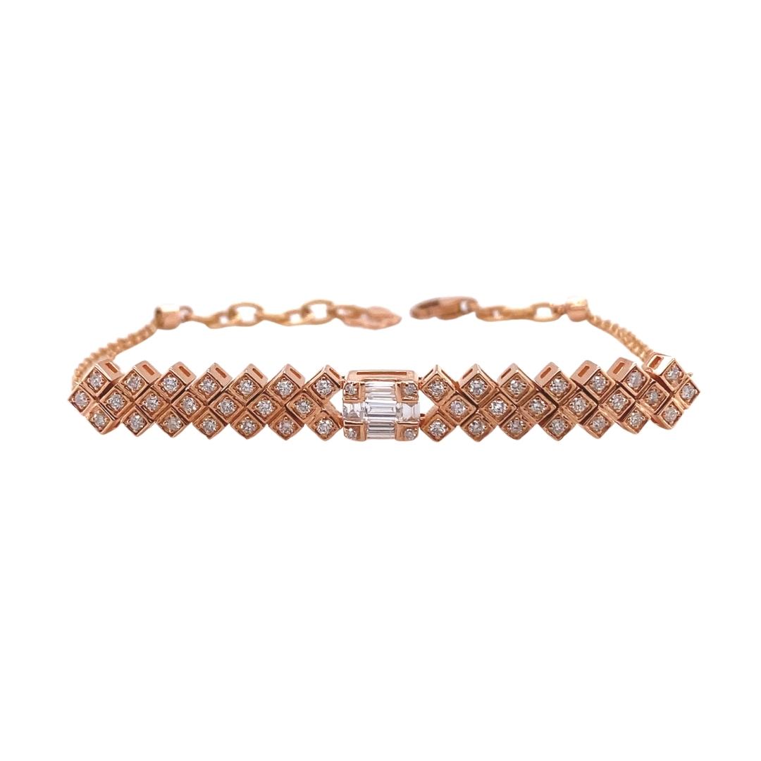 a gold bracelet with diamonds on it