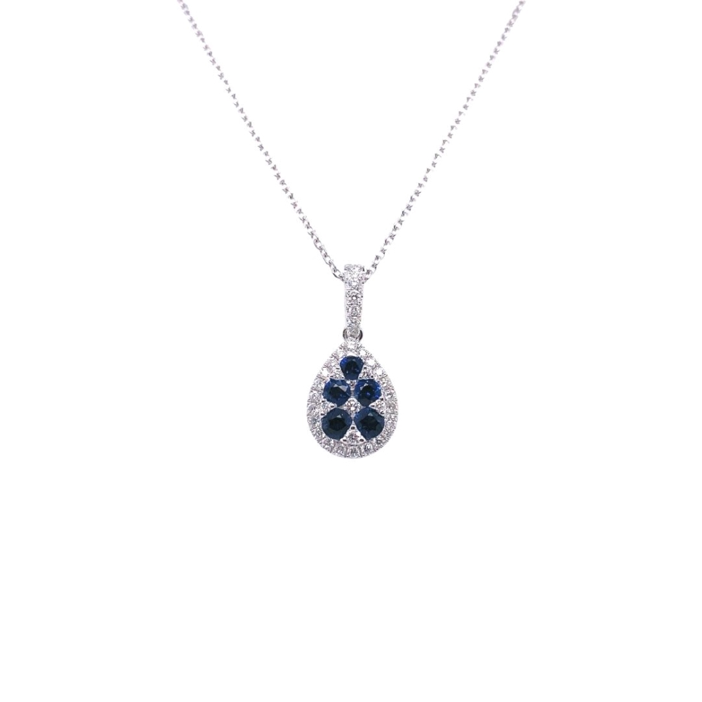 a pendant with blue and white stones on it