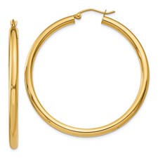 a pair of large gold hoop earrings