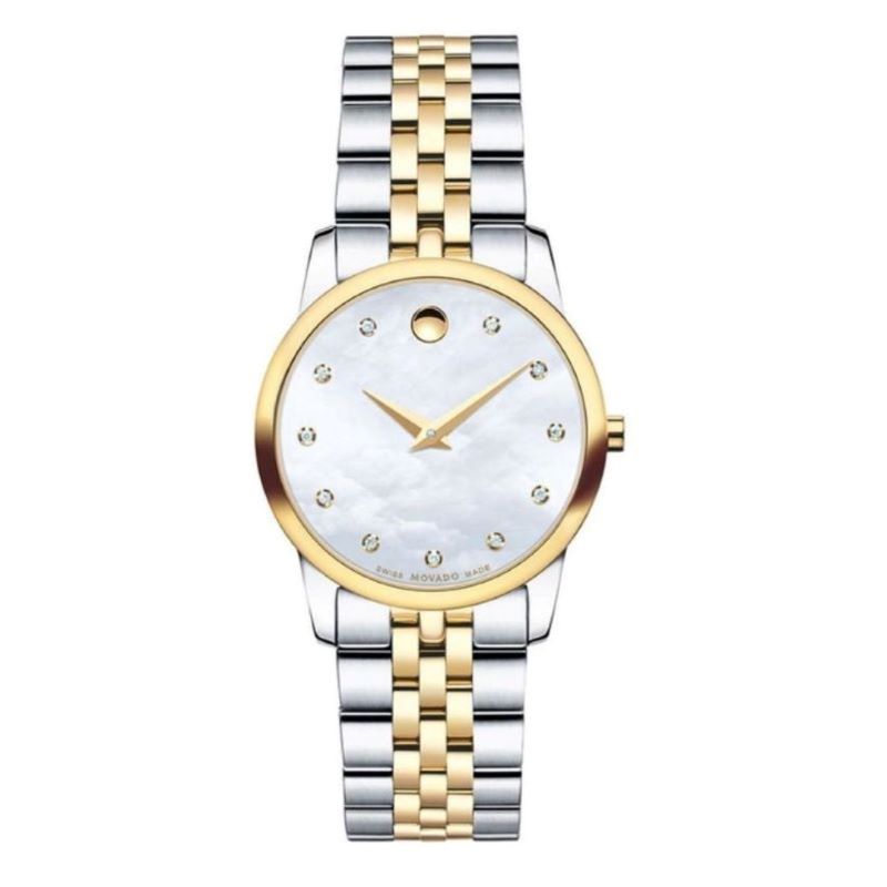 a women's watch with two tone bracelet
