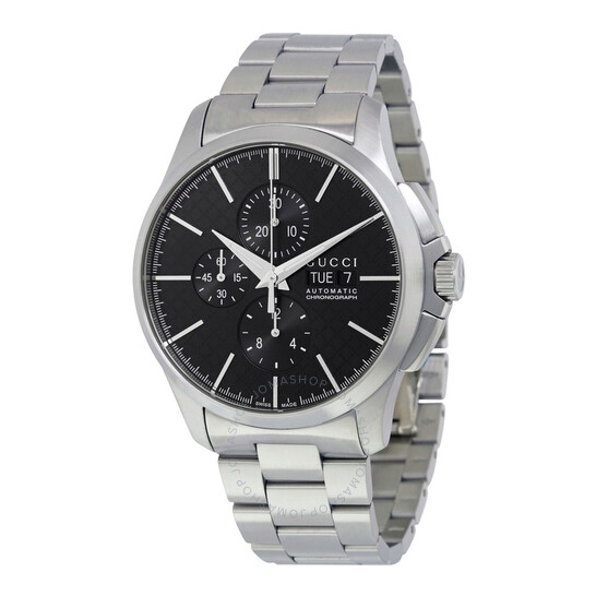 a silver watch with black dials on a white background