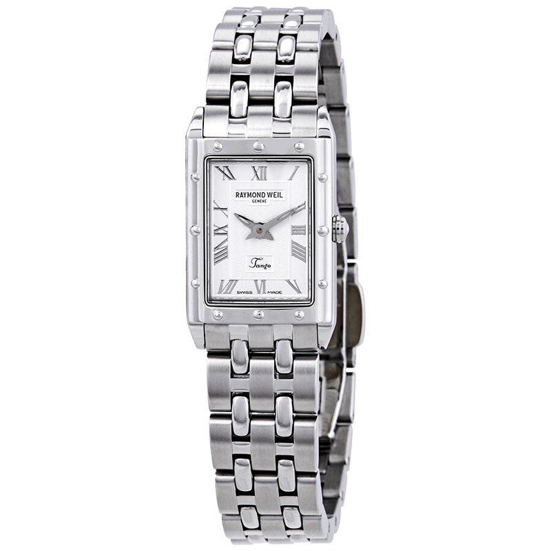 a women's stainless steel watch with roman numerals