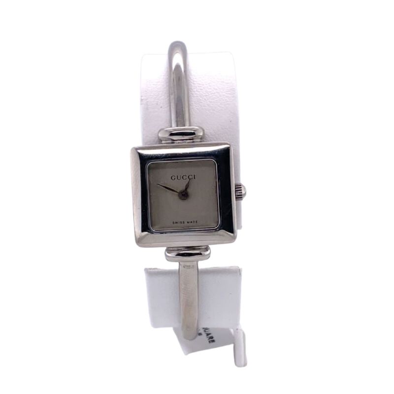 Ladies Gucci Square Bangle Watch with Silver Dial 19.5mm case