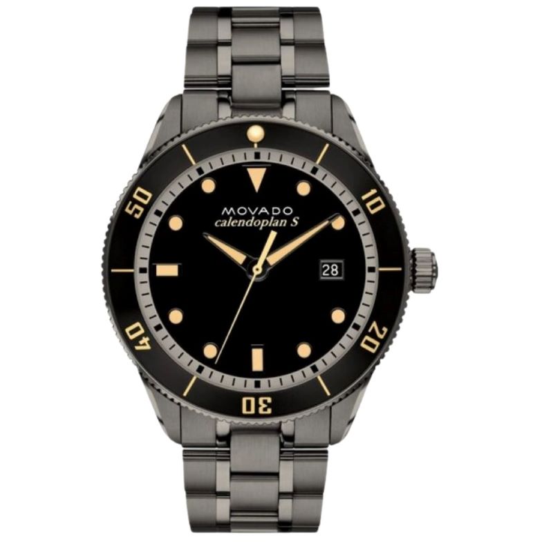 a black and gold watch on a white background