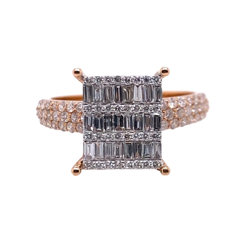 a diamond ring with three rows of diamonds on it