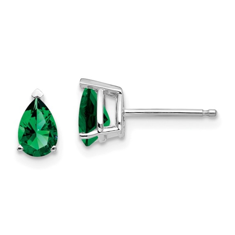 a pair of green cubic earrings