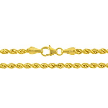 a yellow gold rope chain on a white background