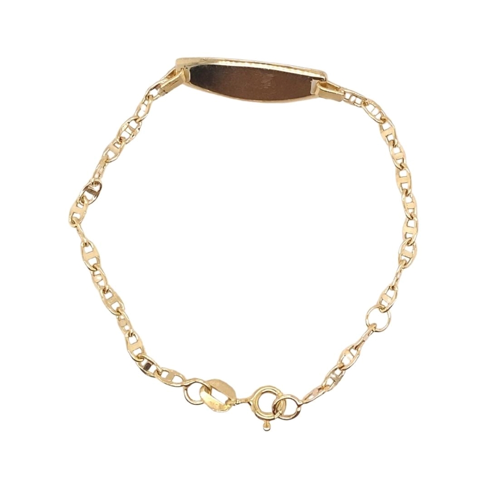 a gold chain bracelet with oval links