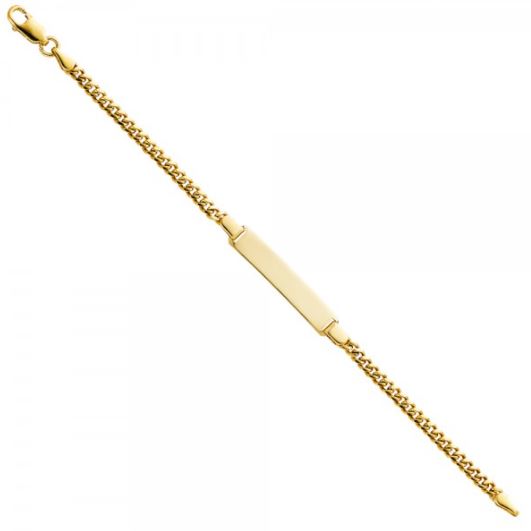 a gold chain bracelet with a bar clasp