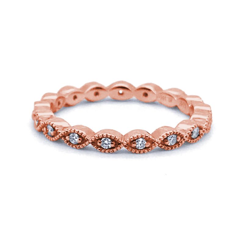 a rose gold ring with diamonds on it