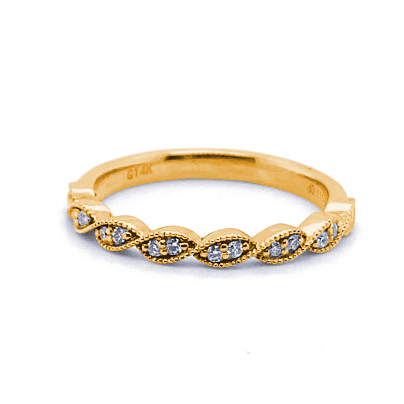 a gold ring with diamonds on it