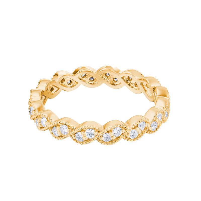 a yellow gold ring with white diamonds
