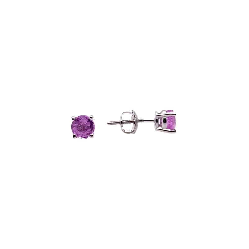 a pair of purple stone earrings on a white background