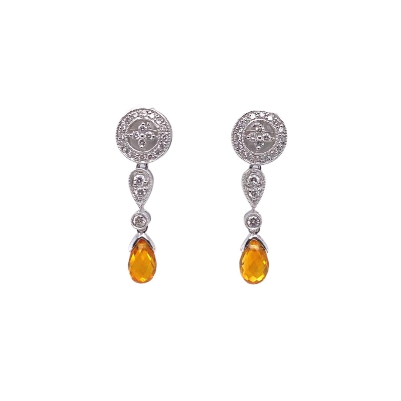 a pair of yellow and white gold earrings