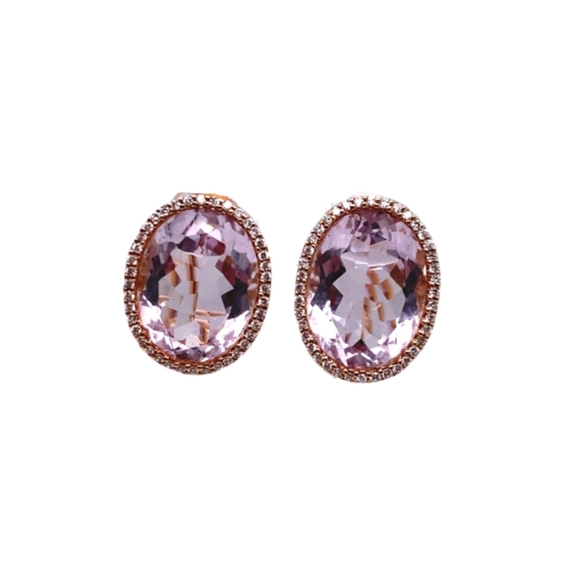 a pair of earrings with pink stones