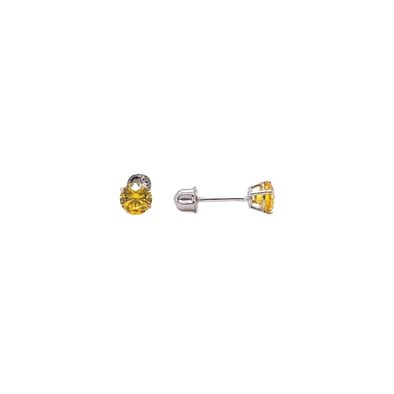 a pair of yellow sapphire earrings
